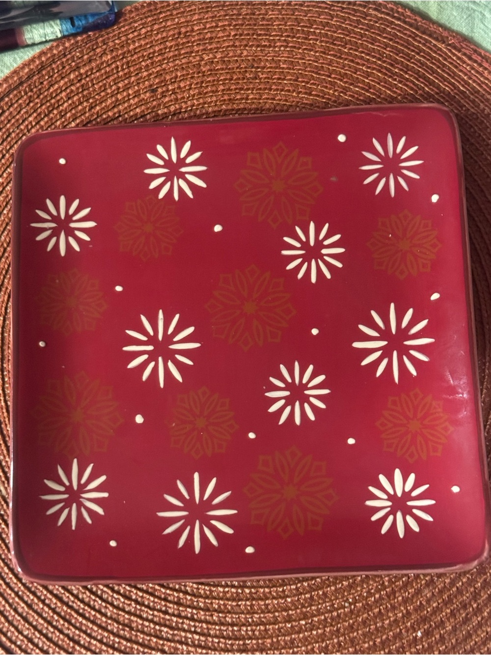 Certified International Red and White Holiday Serving Plate